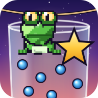 Drazzle app icon: Puddle the frog above a glass of marbles and a gold star